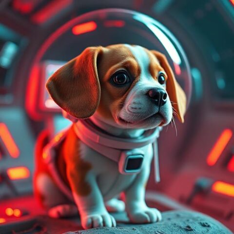 Popcorn the Beagle as a space dog